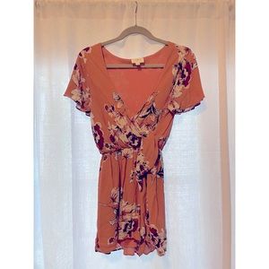 Everly orange/neutral floral romper